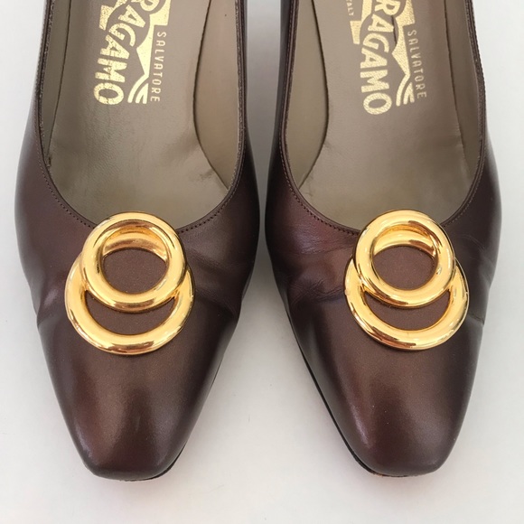 Ferragamo Bronze Vintage Heels - Picture 11 of 11